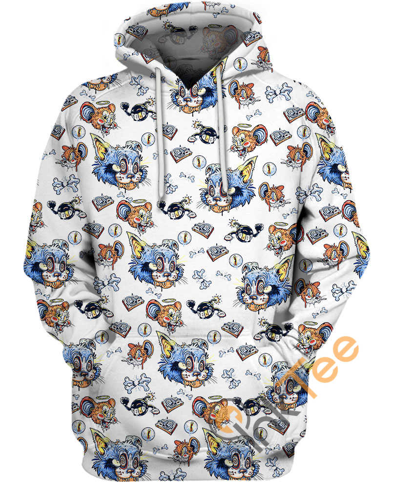 Tom and Jerry Pattern All Over Print Hoodie 3D