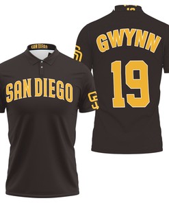 Tony Gwynn 19 Mlb Dark Brown Jersey Inspired Style 3D All Over Print Polo Shirt with Personalized 3D Polo Collar