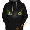 Toothless Face 3D Printed Hoodie for Dragon Fans
