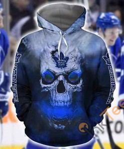 Toronto Maple Leafs Skull on Fire 3D Hoodie for Men and Women