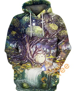 Totoro in Forest All Over Print Hoodie with 3D Effect
