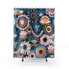 Traditional Folk Art Shower Curtain | Retro Flower Power Gift | Floral 1960s Bathroom Decor | MCM Bathroom