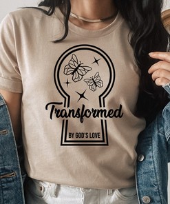 Transformed By God's Love Butterfly Tee - Christian Faith Gift