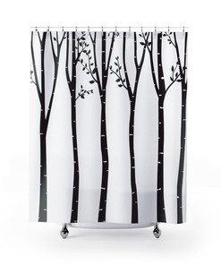 Tree Outline Shower Curtain | Modern Designer Bathroom Accessory |Kids Bathroom Shower Curtain