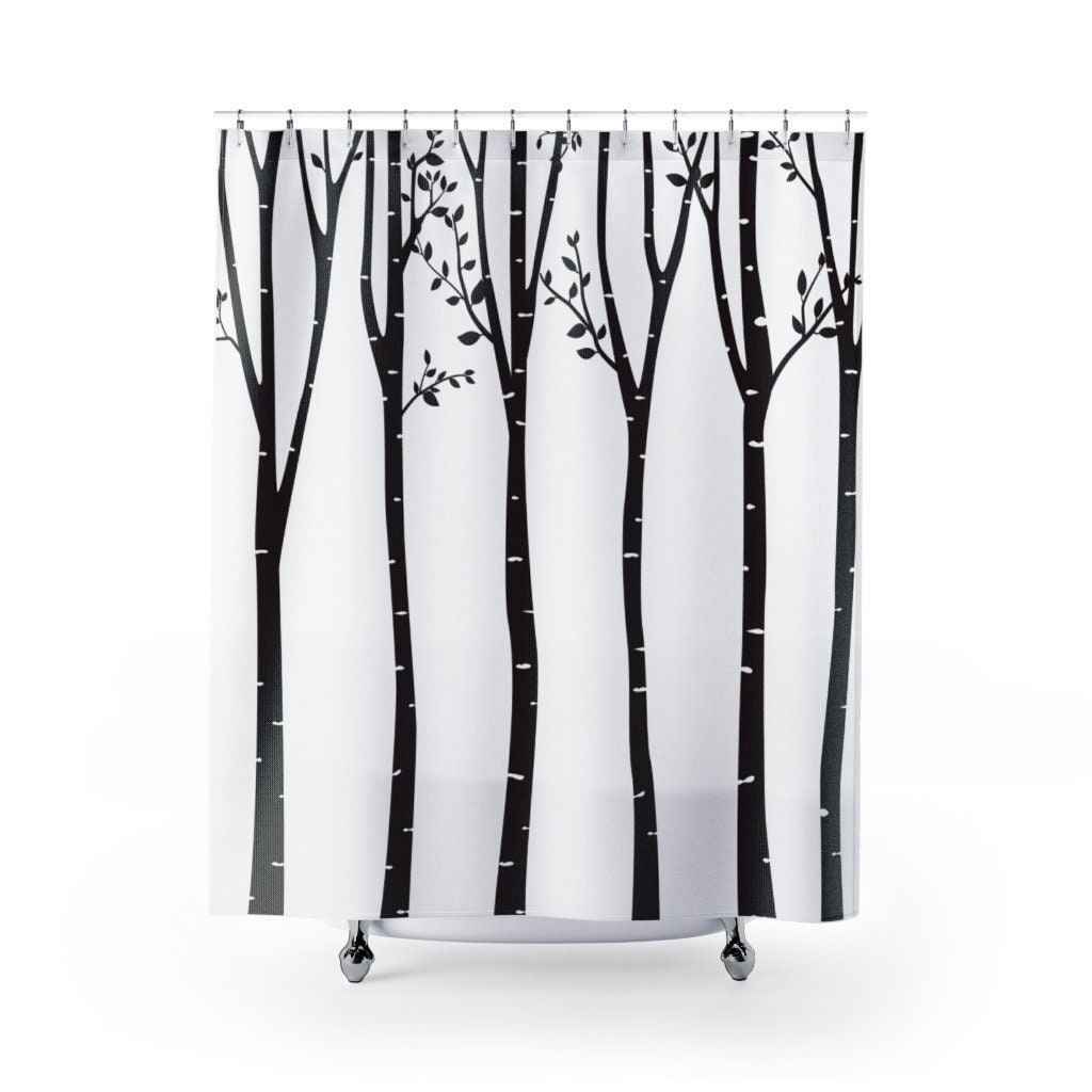 Tree Outline Shower Curtain | Modern Designer Bathroom Accessory |Kids Bathroom Shower Curtain