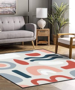 Trendy Abstract Organic Nature Elements Square Rug with Boho Style for Nature-inspired Home Decor