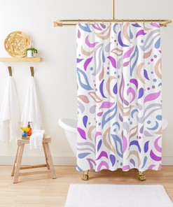 Trendy Abstract Patterns Shower Curtain, Boho Chic Bath Decor, Eco-Friendly Material