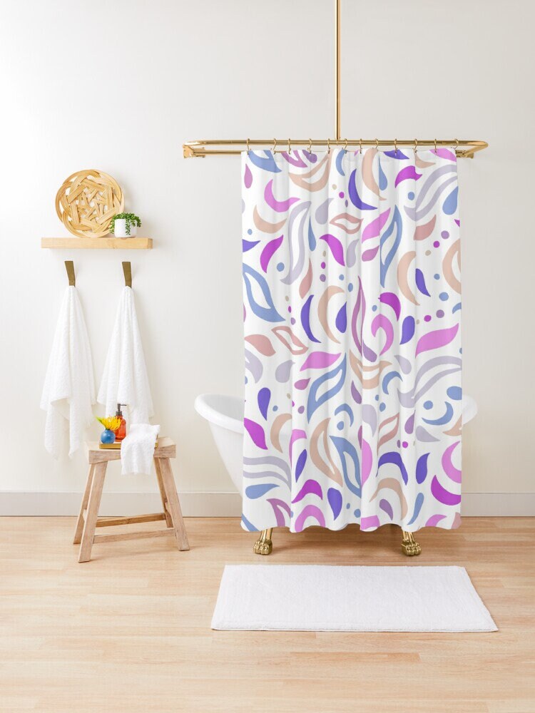 Trendy Abstract Patterns Shower Curtain, Boho Chic Bath Decor, Eco-Friendly Material - Image 2