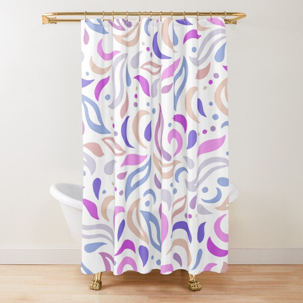 Trendy Abstract Patterns Shower Curtain, Boho Chic Bath Decor, Eco-Friendly Material - Image 3