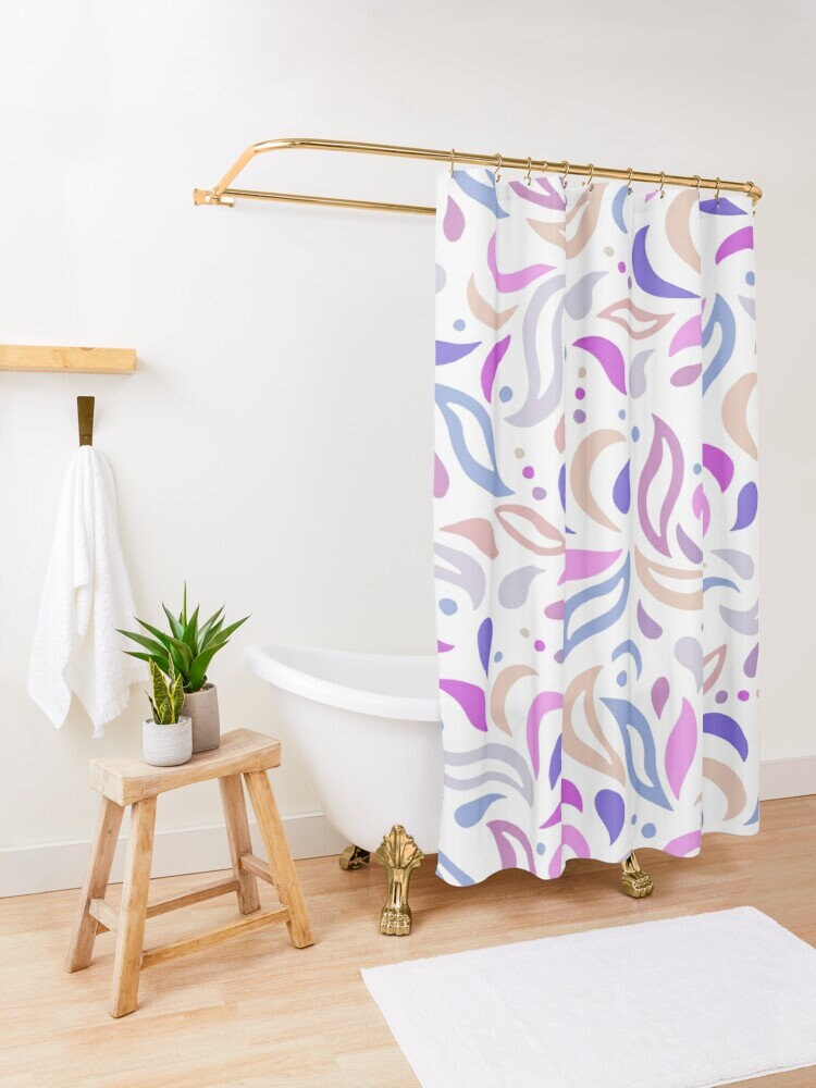 Trendy Abstract Patterns Shower Curtain, Boho Chic Bath Decor, Eco-Friendly Material - Image 4