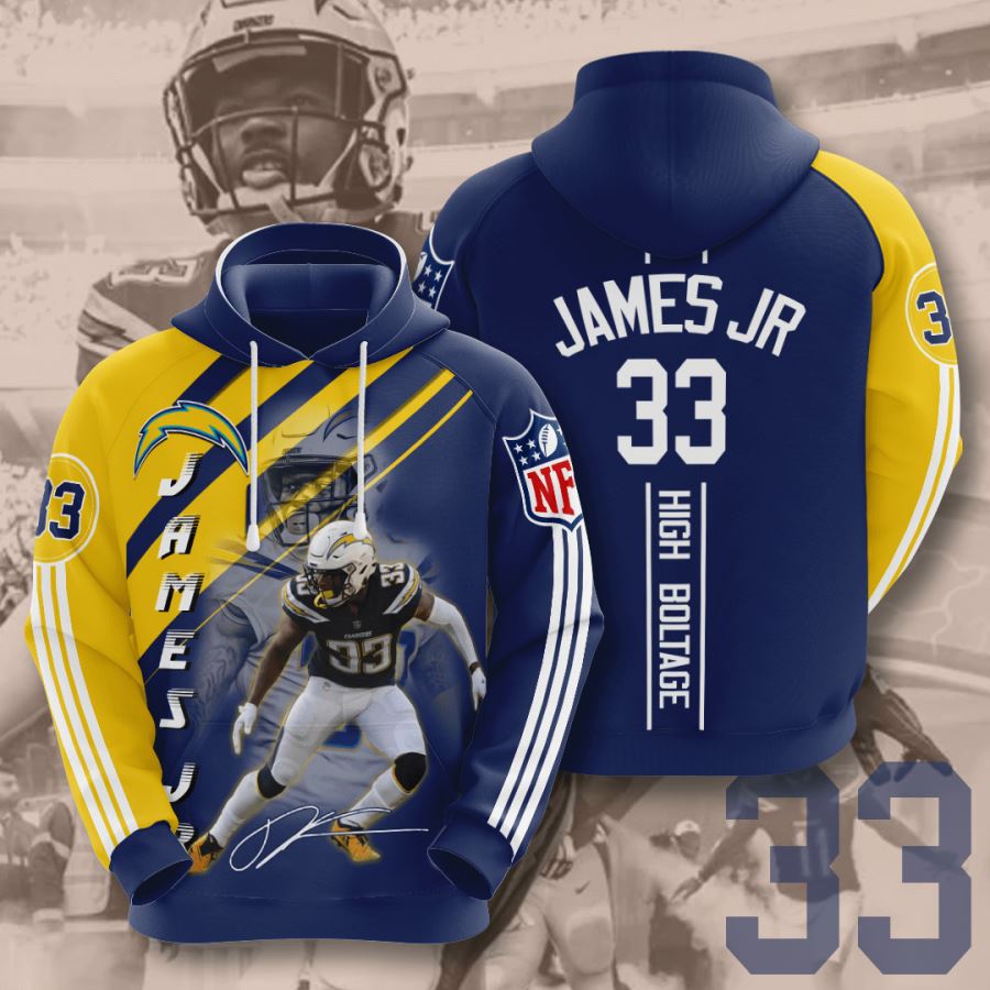 Trendy All Over Print 3D Hoodie for Los Angeles Chargers Fans with Custom Sport Design