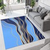 Trendy Blue Yellow Line Texture Area Carpet with Customizable Fashionable Rug Design