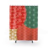 Trendy Geometric Coral, Yellow, and Green Retro Bohemian Shower Curtain for a Stylish Bathroom