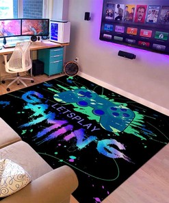 Trendy Sweatshirt for Boys: Non-Slip Sofa Floor Polyester Mat with 3D Printed Controller and Gamepad Design