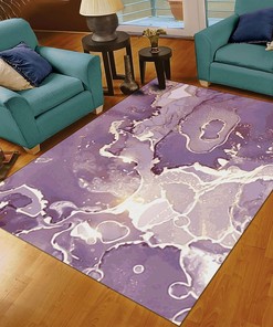 Trendy Watercolor Style Art Deco Rug in Purple Gold Light with Contemporary Vibe for Chic Home Decor