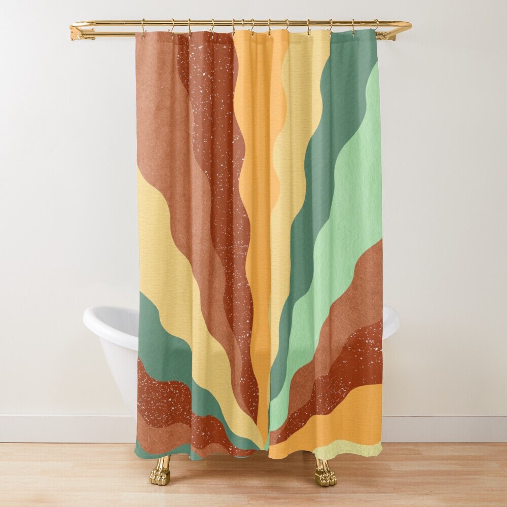 Trendy and Colorful Boho Shower Curtain - Featuring Eco-Friendly Material and Unique Abstract Design - Includes Hooks! - Image 3