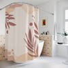 Tropical Contemporary Abstract Art Shower Curtain or Mat, Warm Earth Tones with Leaf Design for Bathroom Decor