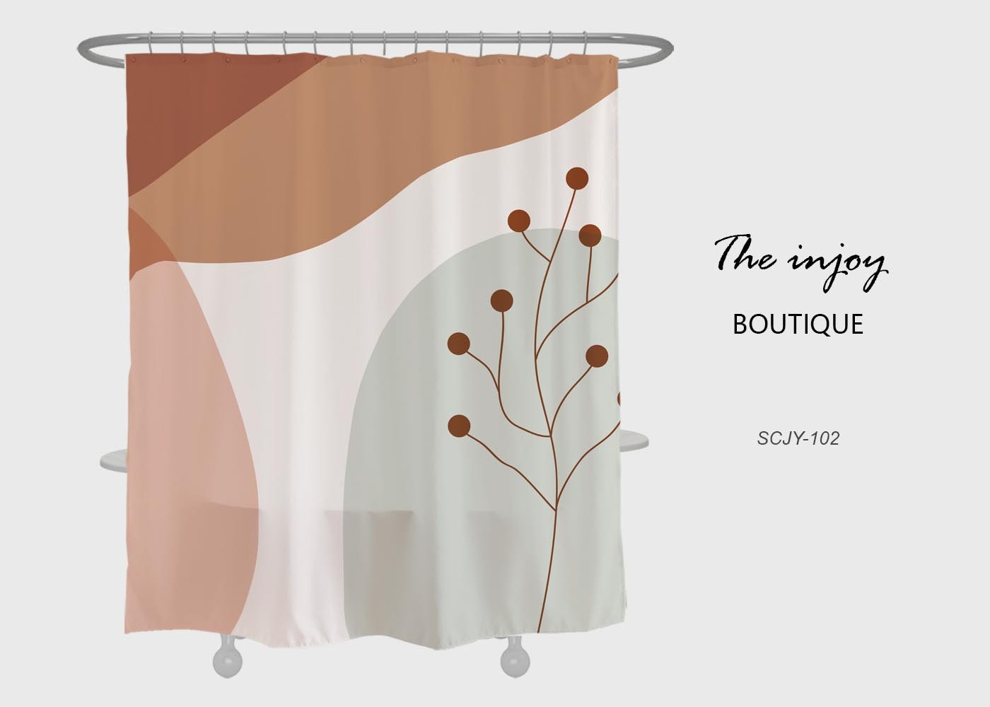 Tropical Flower Plant Shower Curtain with Hook and Home Decor.