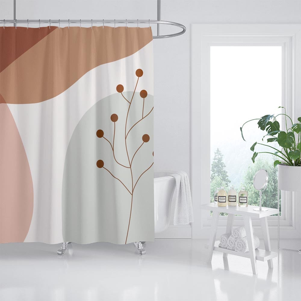 Tropical Flower Plant Shower Curtain with Hook and Home Decor. - Image 2