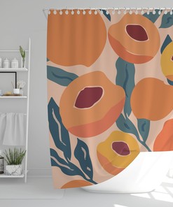 Tropical Fruit Boho Shower Curtain, Colorful and Eco-Friendly Bathroom Decor