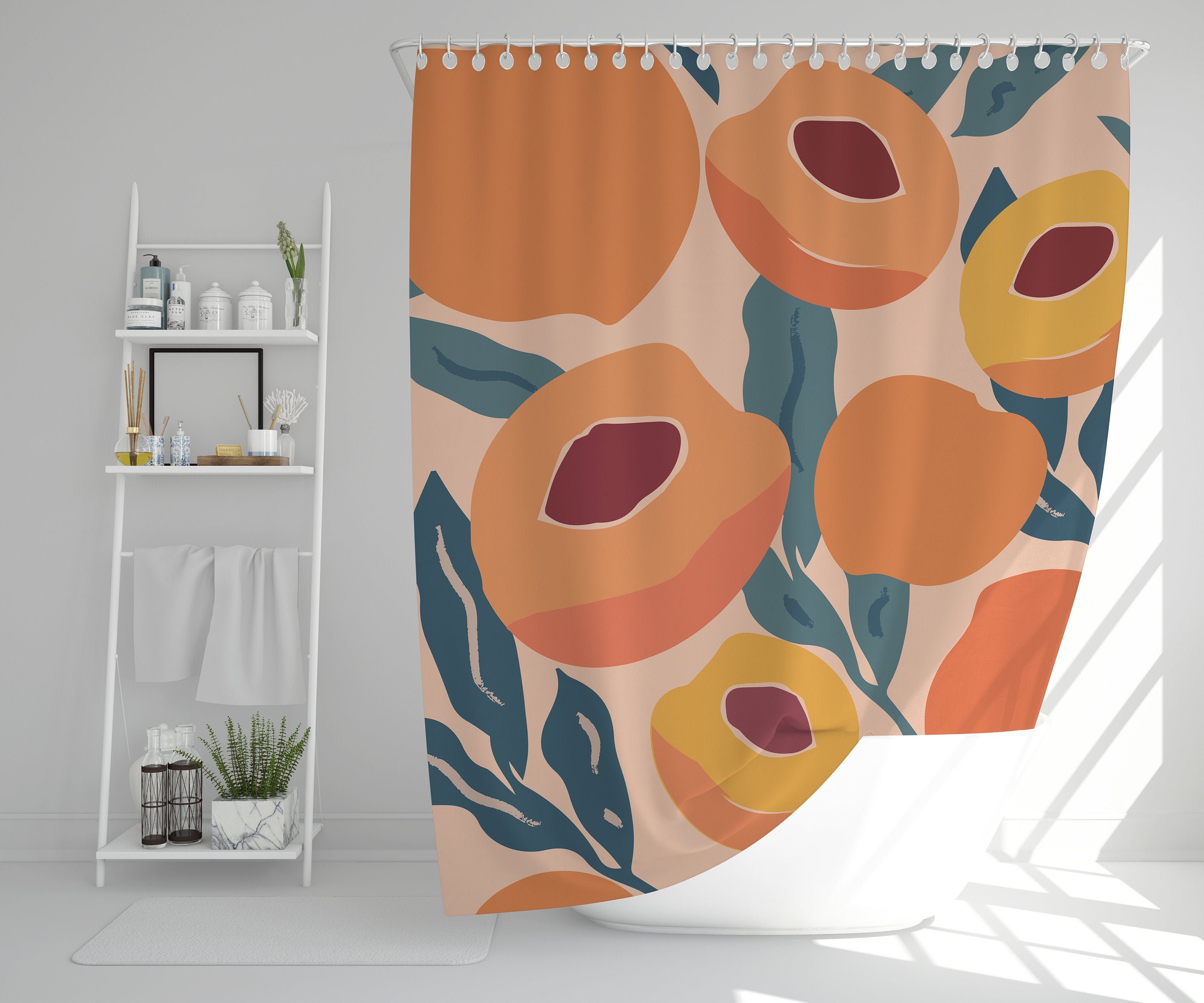 Tropical Fruit Boho Shower Curtain, Colorful and Eco-Friendly Bathroom Decor
