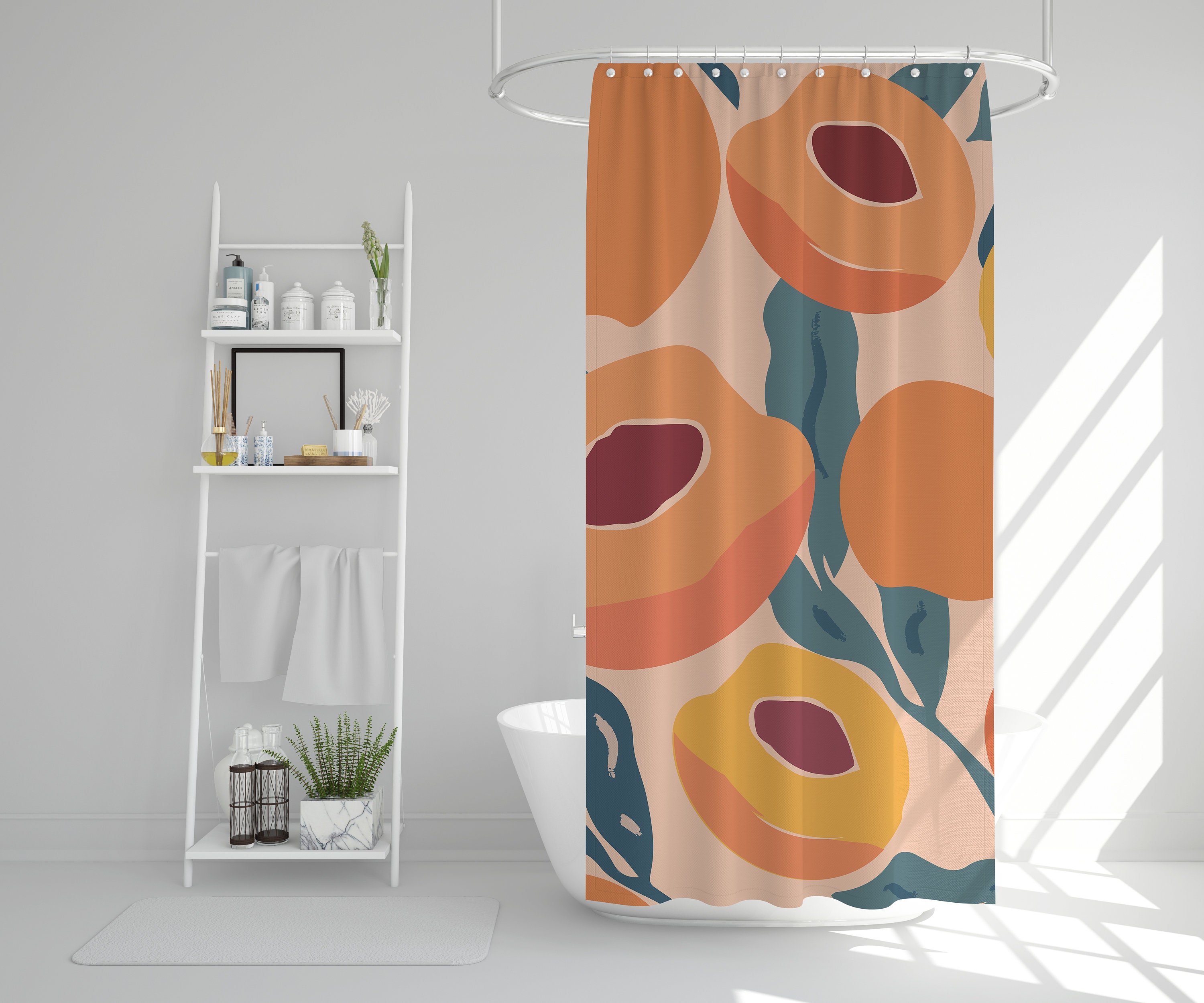 Tropical Fruit Boho Shower Curtain, Colorful and Eco-Friendly Bathroom Decor - Image 4