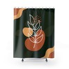 Tropical Green Orange Leaves Print Shower Curtain, Modern Abstract Water-Resistant Bath Decor for the Bathroom