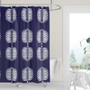 Tropical Island Dark Blue White Palm Fronds Modern Shower Curtain - Machine Washable
