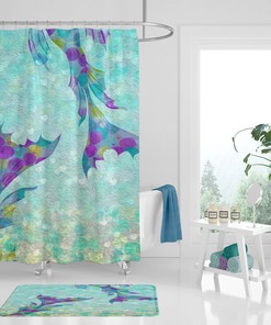 Tropical Mermaid Shower Curtain, Mermaid Bathroom Decor | tropical shower curtains