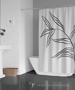 Tropical Palm Leaf Shower Curtain, Add a Chic Botanical Touch to Your Bathroom Decor
