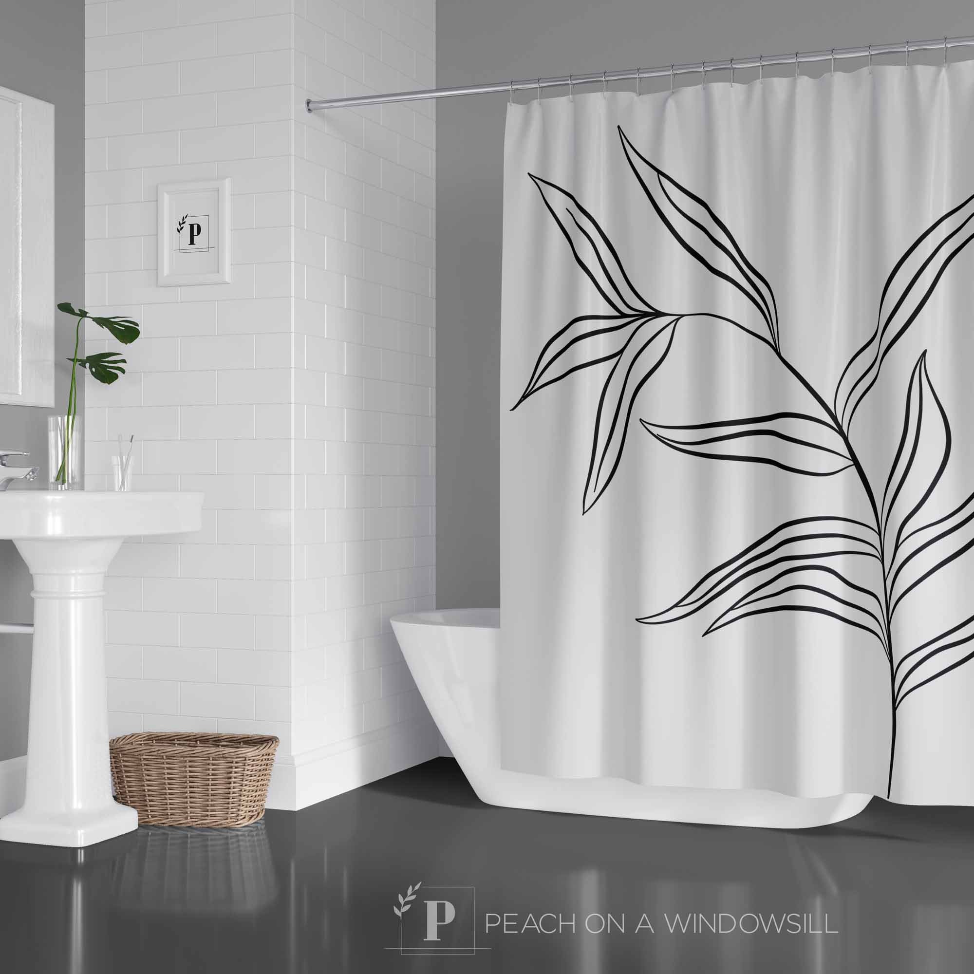 Tropical Palm Leaf Shower Curtain, Add a Chic Botanical Touch to Your Bathroom Decor