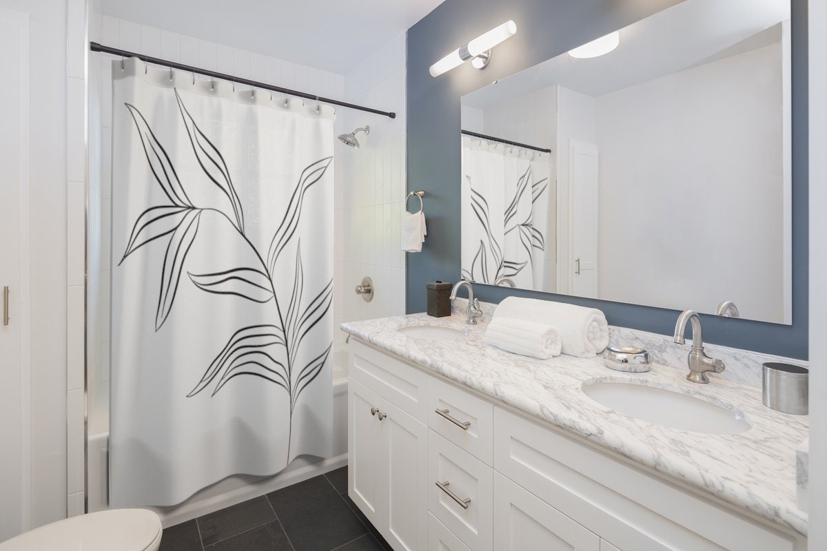 Tropical Palm Leaf Shower Curtain, Add a Chic Botanical Touch to Your Bathroom Decor - Image 2