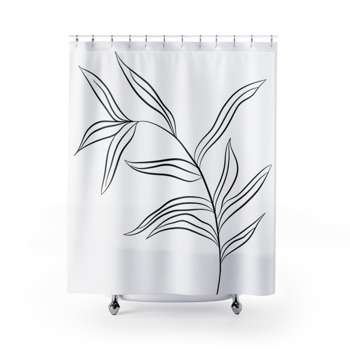 Tropical Palm Leaf Shower Curtain, Add a Chic Botanical Touch to Your Bathroom Decor - Image 3