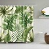 Tropical Palm Leaves Shower Curtain | Monstera Green Rain Forest Plant, Botanical Bathroom Curtain | Home Bath Decor