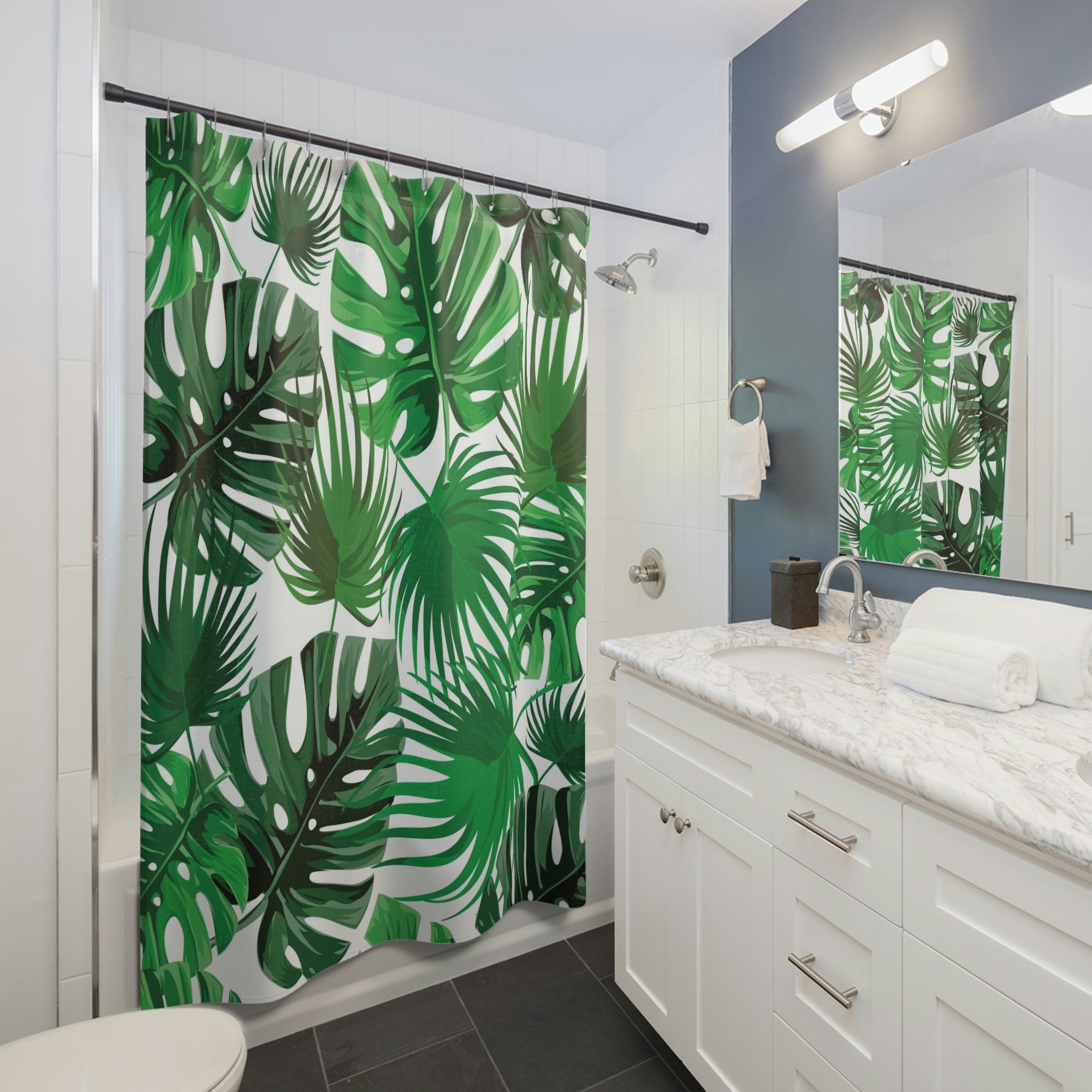Tropical Palm Leaves Shower Curtain for Nature Lovers - Bathroom Accessories & Housewarming Gift