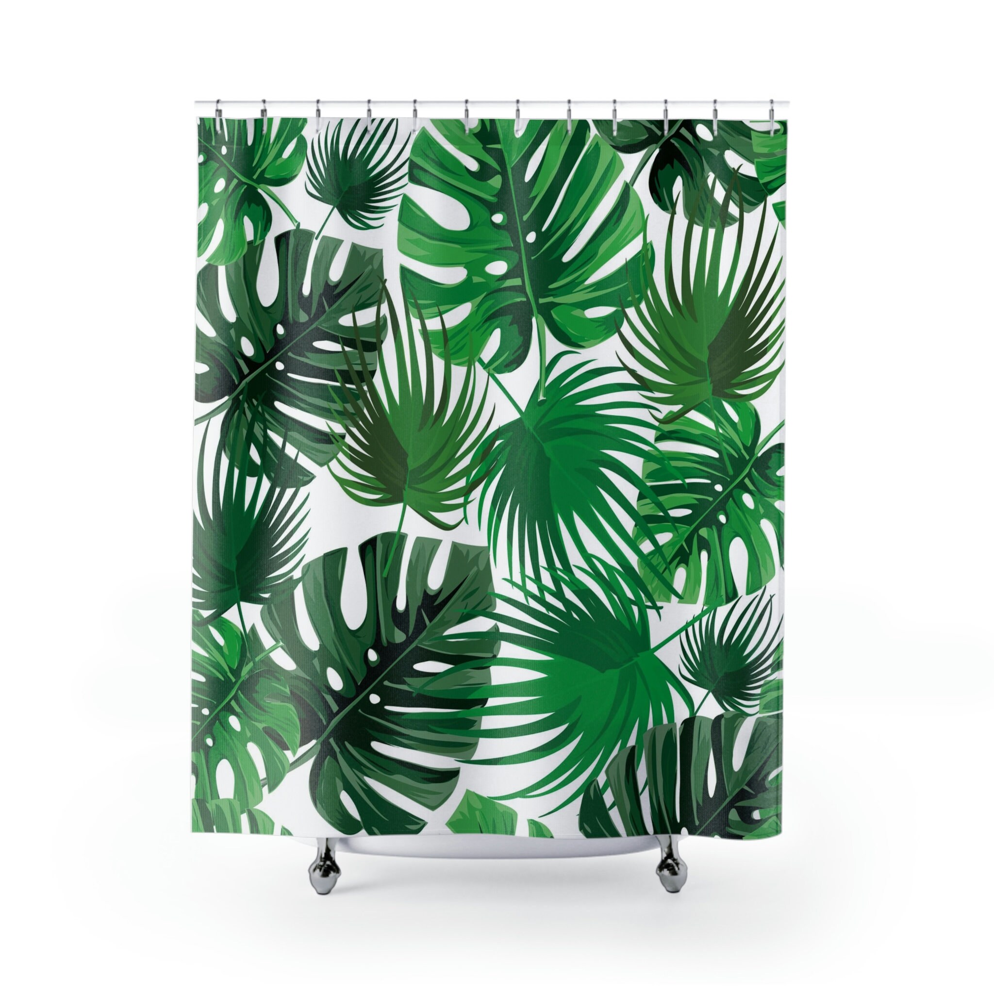Tropical Palm Leaves Shower Curtain for Nature Lovers - Bathroom Accessories & Housewarming Gift - Image 2
