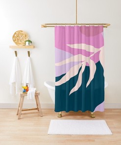 Tropical Shower Curtain, Colorful Boho Decor, Abstract Bath Art, Eco-Friendly Material