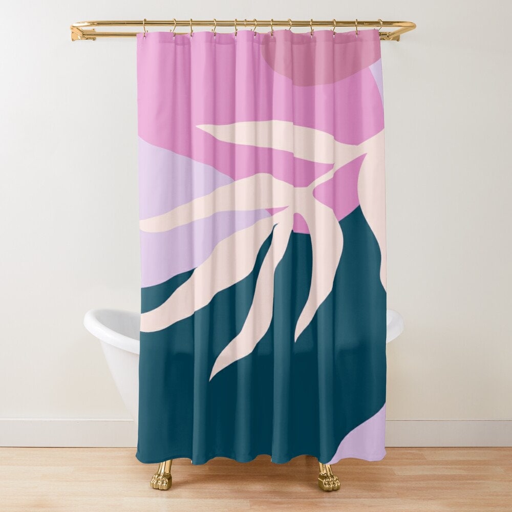 Tropical Shower Curtain, Colorful Boho Decor, Abstract Bath Art, Eco-Friendly Material - Image 3