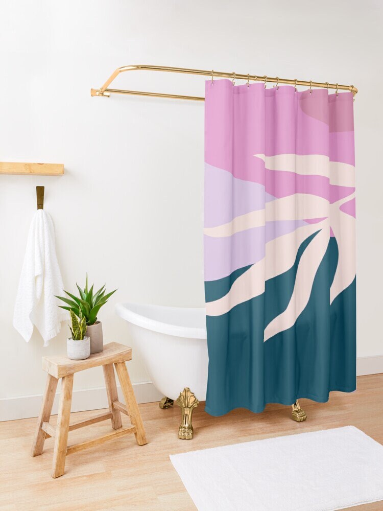 Tropical Shower Curtain, Colorful Boho Decor, Abstract Bath Art, Eco-Friendly Material - Image 4
