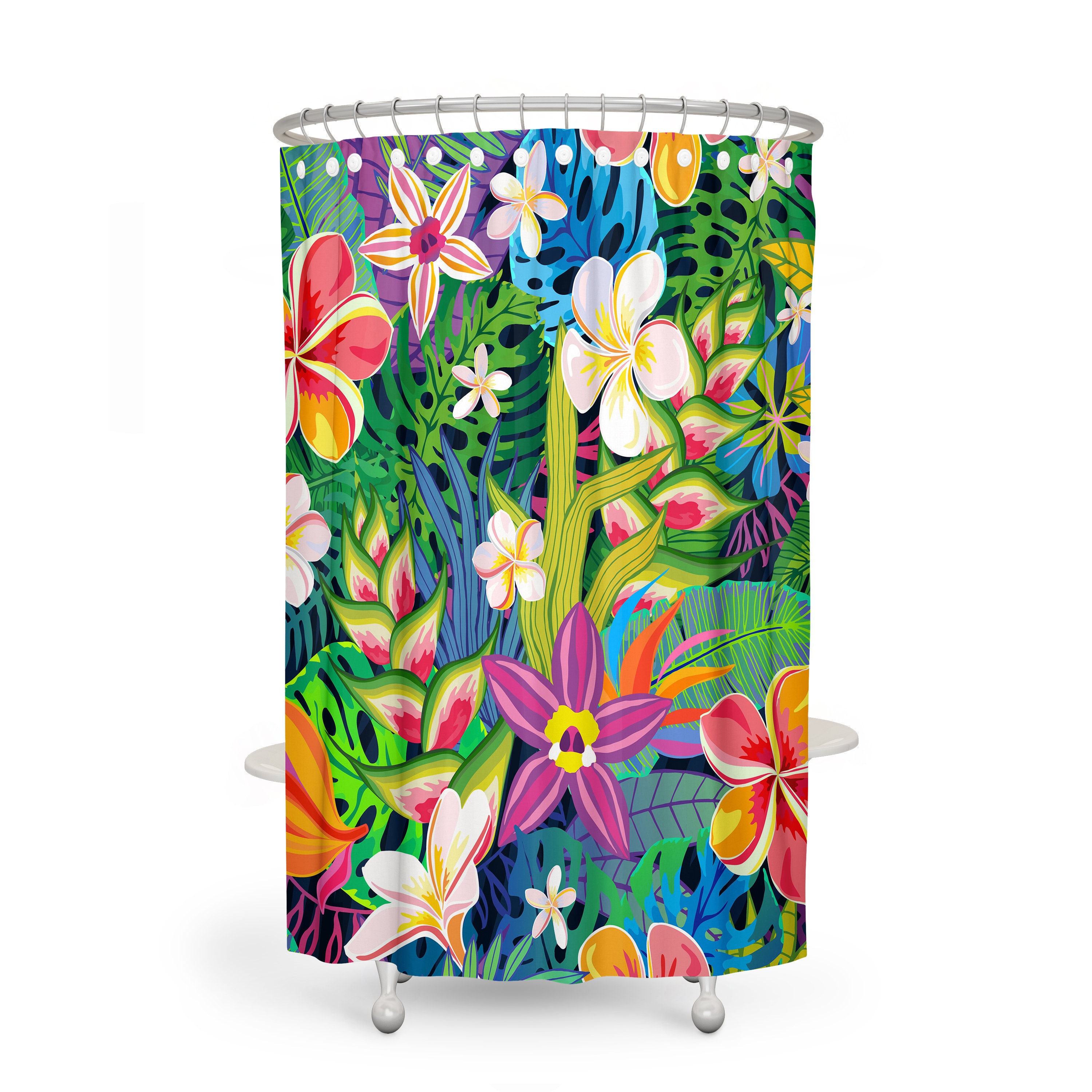 Tropical Wildflower Floral Shower Curtain Set with Bath Accessories - Image 2