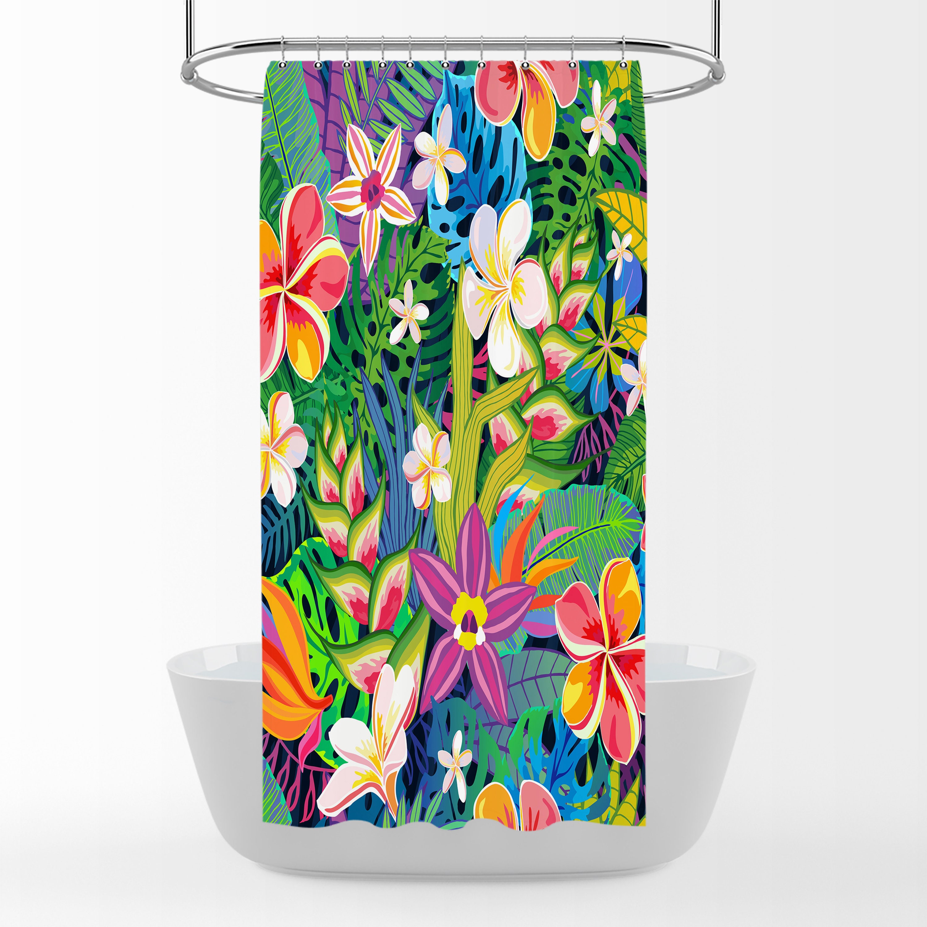 Tropical Wildflower Floral Shower Curtain Set with Bath Accessories - Image 3