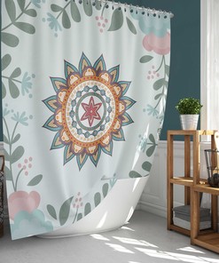 Tropische Bloemen Shower Curtain | Botanical Summer Flowers | Waterproof Fabric Bathroom Curtain