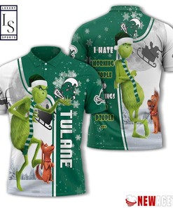 Tulane Green Wave Grinch Steals Christmas with All Over Print Polo T-shirt