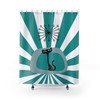 Turquoise Atomic Cat Kitsch Shower Curtain for Mid Century Modern Bath