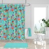 Turquoise Floral Shower Curtain - Chic Bath Curtain with Matching Towels and Optional Set for Modern Bathroom Decor