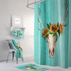 Turquoise Vintage Deer Skull Sunflower Shower Curtain
