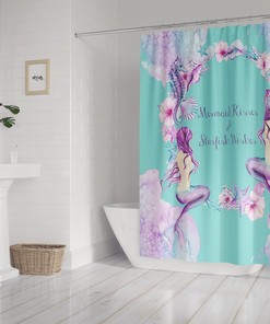 Turquoise and Pink Mermaid Shower Curtain, Add a Pop of Color to Your Bathroom
