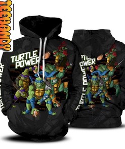 Turtle Power All Over Print 3D Hoodie with TMNT Print