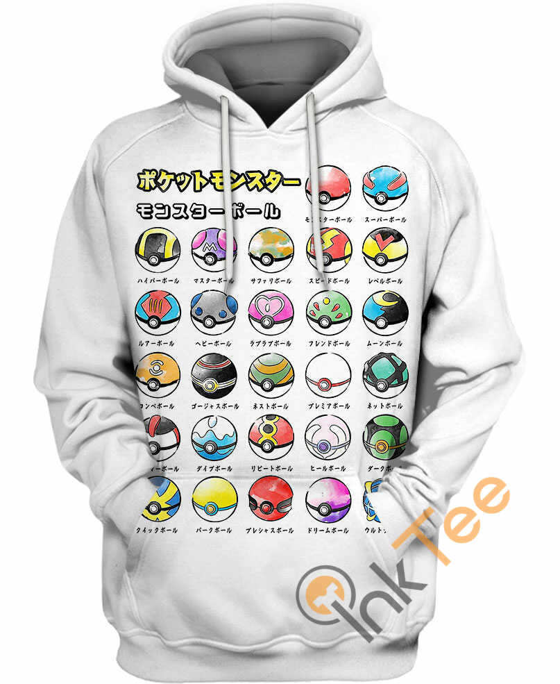 Type Of Pokeballs Pokemon Hoodie 3D Print All Over