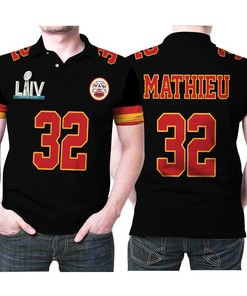 Tyrann Mathieu 32 Kansas City Chiefs Black Football Jersey Polo Shirt - Great Player Style - Perfect for Fans